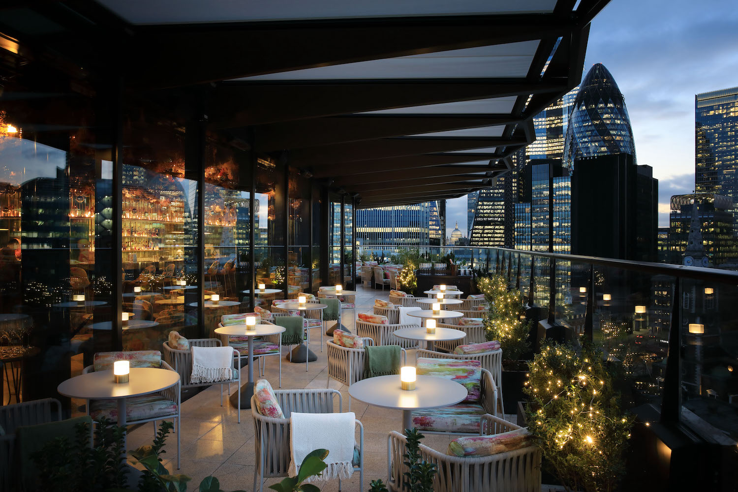 heated and covered rooftop terrace at Florattica rooftop london in Canopy London City